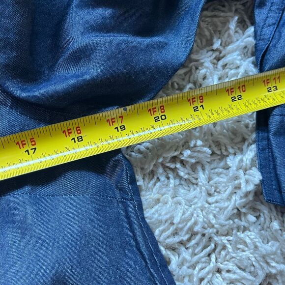 Michael Kors Blue Indigo Popover Chambray Placket Tunic Top Medium - Picture 11 of 11